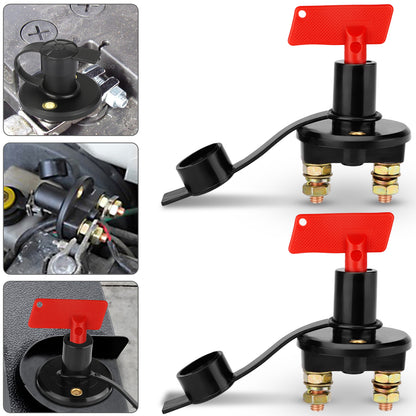 2 pcs 12V/24V Car Battery Cut Off Switch Set - Key-Controlled Isolator for Auto, Boat, Truck, Marine, RV - Protect Your Vehicle Anytime, Anywhere
