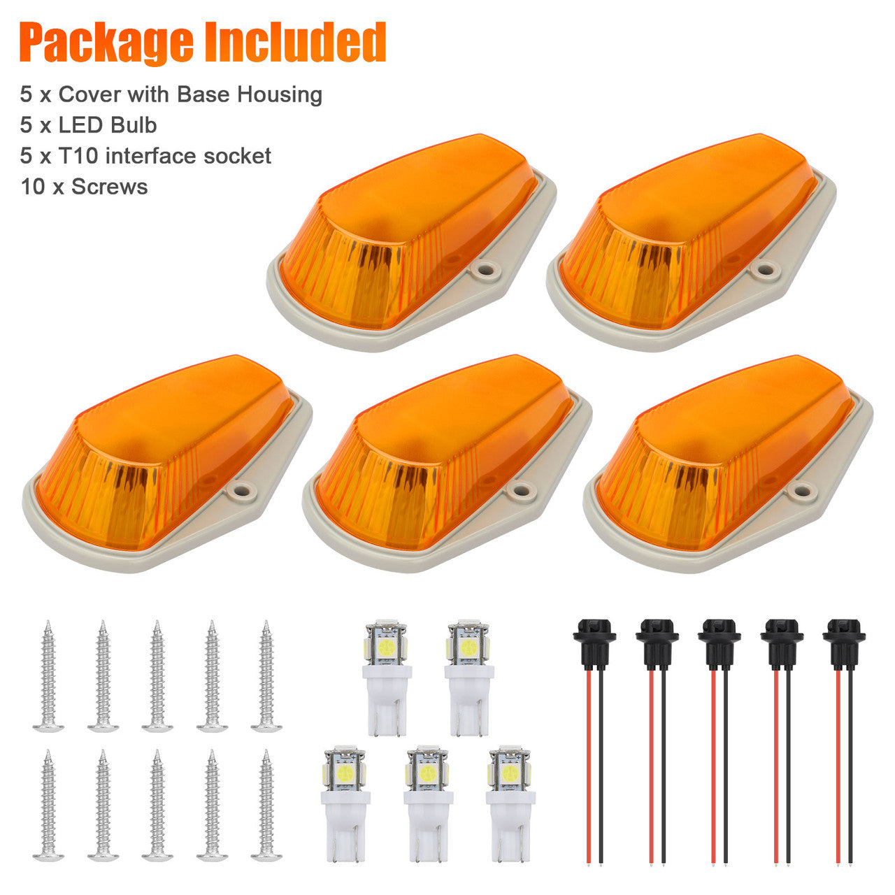 Car Roof Top Light with a T10 Plug Socket, Easy to Install and is compatible with most vehicles,5Pcs