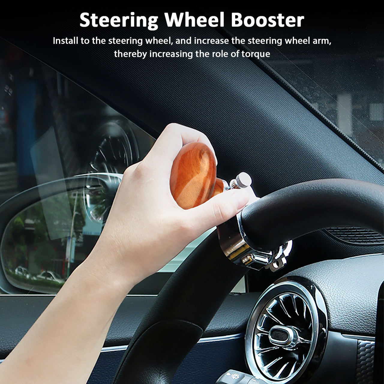 Car Steering Wheel Booster with a Retro Design, Adjustable and is Scratch Resistant