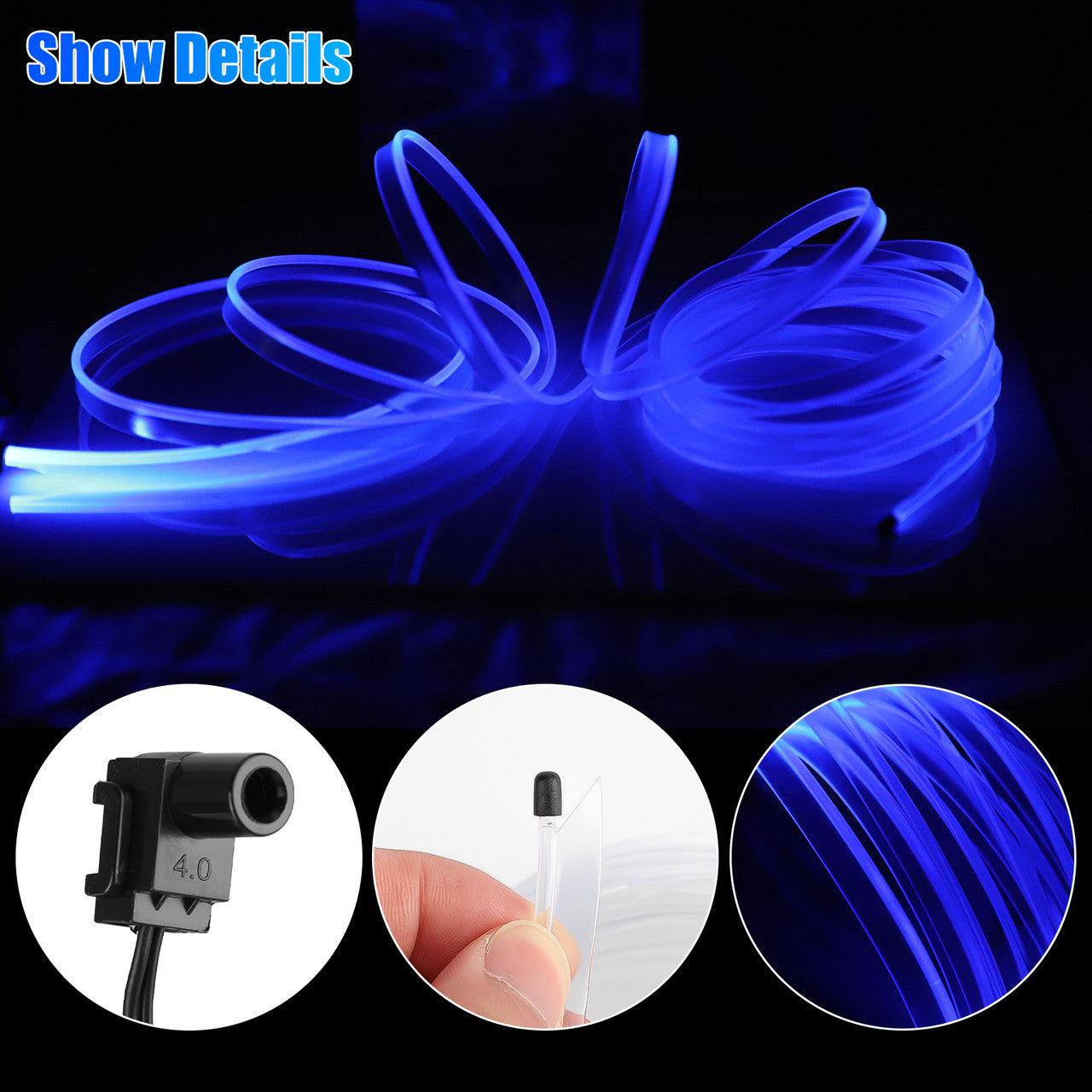 Wire Interior Car Led Strip Lights-5M/15FT USB Neon Glowing Strobing Electroluminescent Wire Lights with 6MM Sewing Edge, Ambient Lighting Kits
