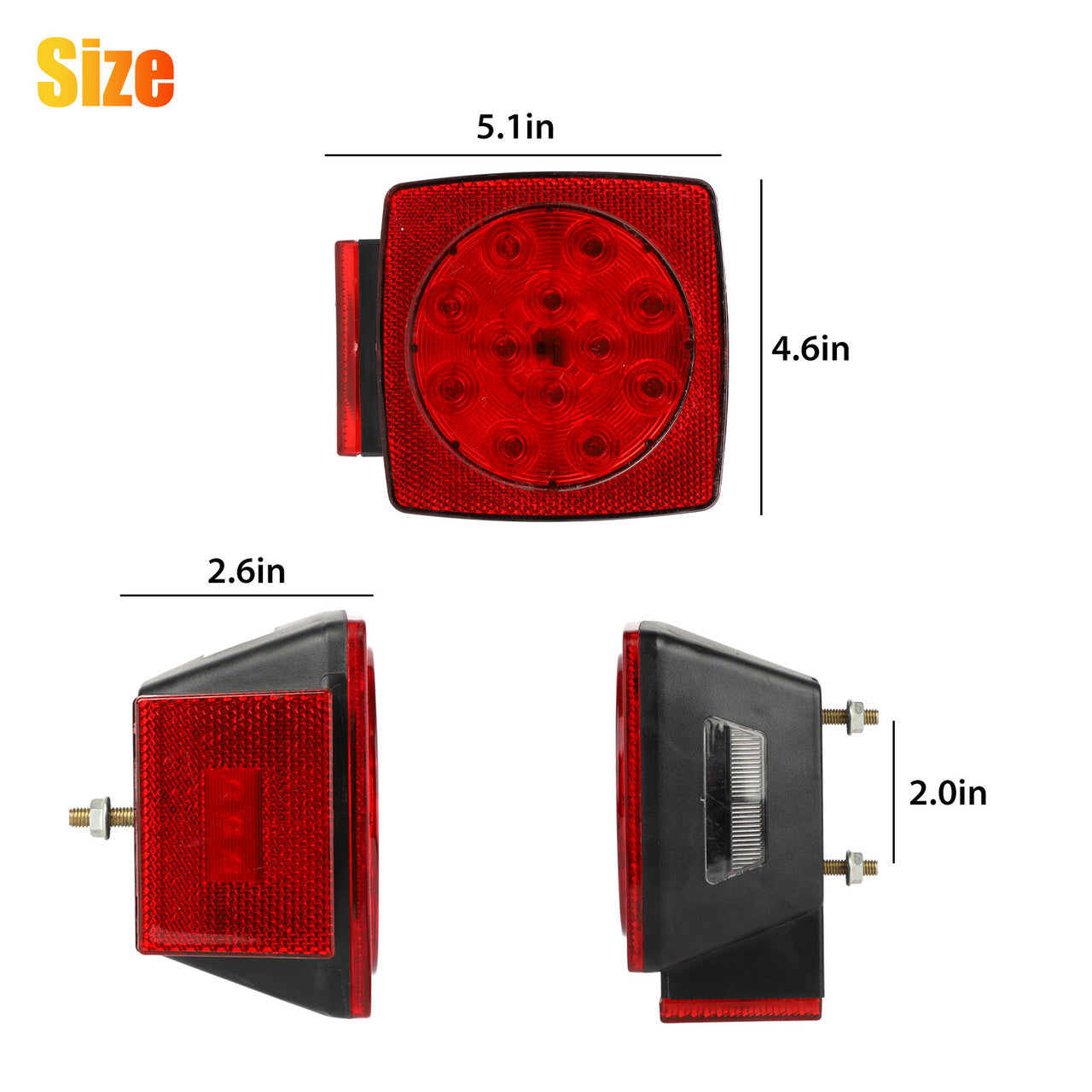 2 Packs Rear LED Trailer Tail Lights - Install Kit, Multi-function Led Trailer Lights,IP68 waterproof rate Boat Truck SUV Trailer