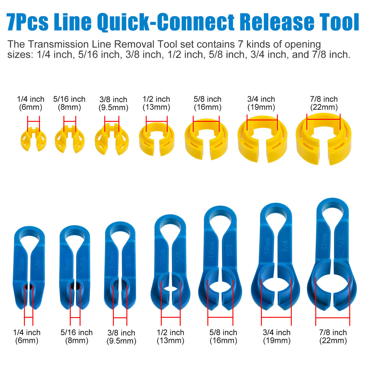 16 PCS Car Fuel Line Disconnect Removal Tool Set - Valve Core Remover Tool Kit 1/4 5/16 3/8 1/2 5/8 3/4 7/8 Inch - Air Conditioning Quick Disconnect Release Tool Kit Pipe for Auto Repair Tools
