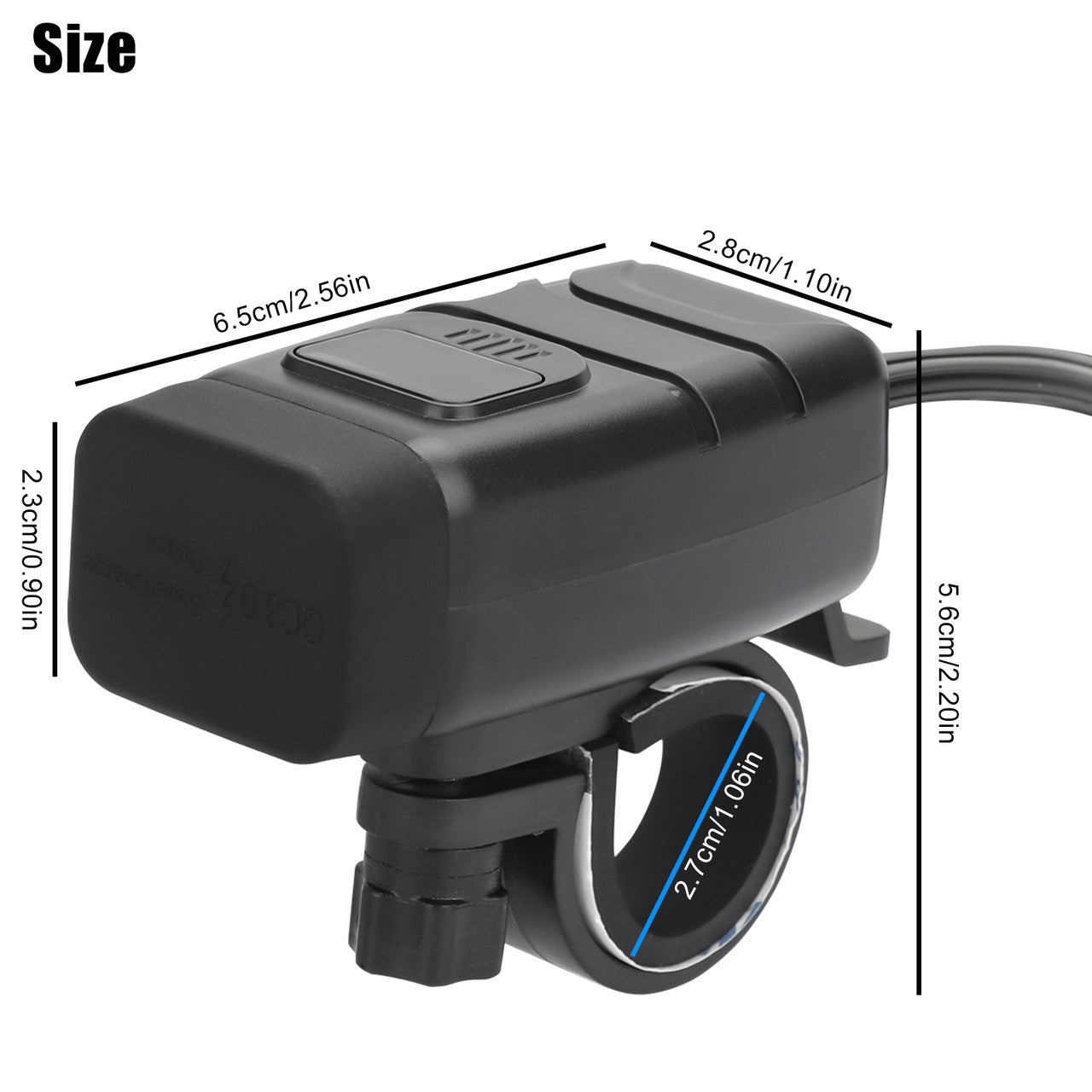 Motorcycle Phone Charger USB -  Waterproof 6.8A Dual Port QC3.0 Fast Charging, Quick Disconnect Sae USB Adapter,Voltmeter,On/Off Switch&Fuse