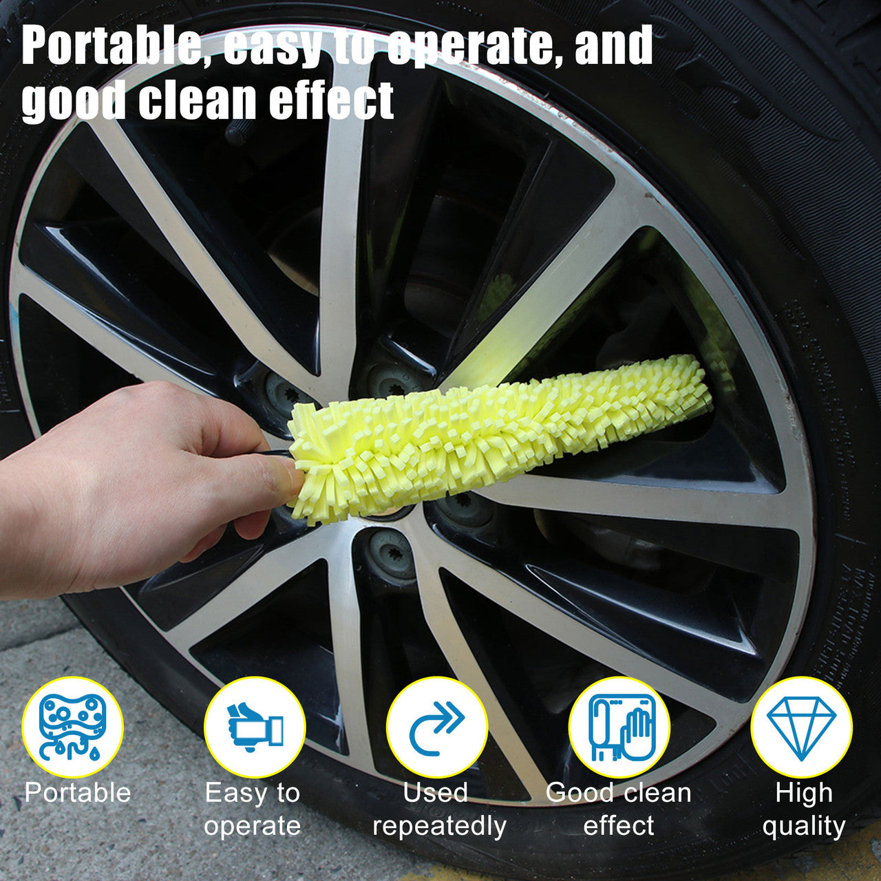 4 Packs Car Detailing Cleaning Brush - Car Wheel Rim Brush Rim Tire Detailing Brush, Plastic Auto Car Wheel Brush Cleaning Brush, Sponges Handle Brush Washing Tools