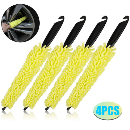 4 Packs Car Detailing Cleaning Brush - Car Wheel Rim Brush Rim Tire Detailing Brush, Plastic Auto Car Wheel Brush Cleaning Brush, Sponges Handle Brush Washing Tools