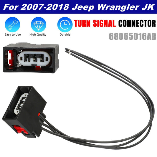 Front Turn Signal Light Connector Plug Harness - for Jeep Wrangler JK 2007-2018 Replacement for 68065016AB