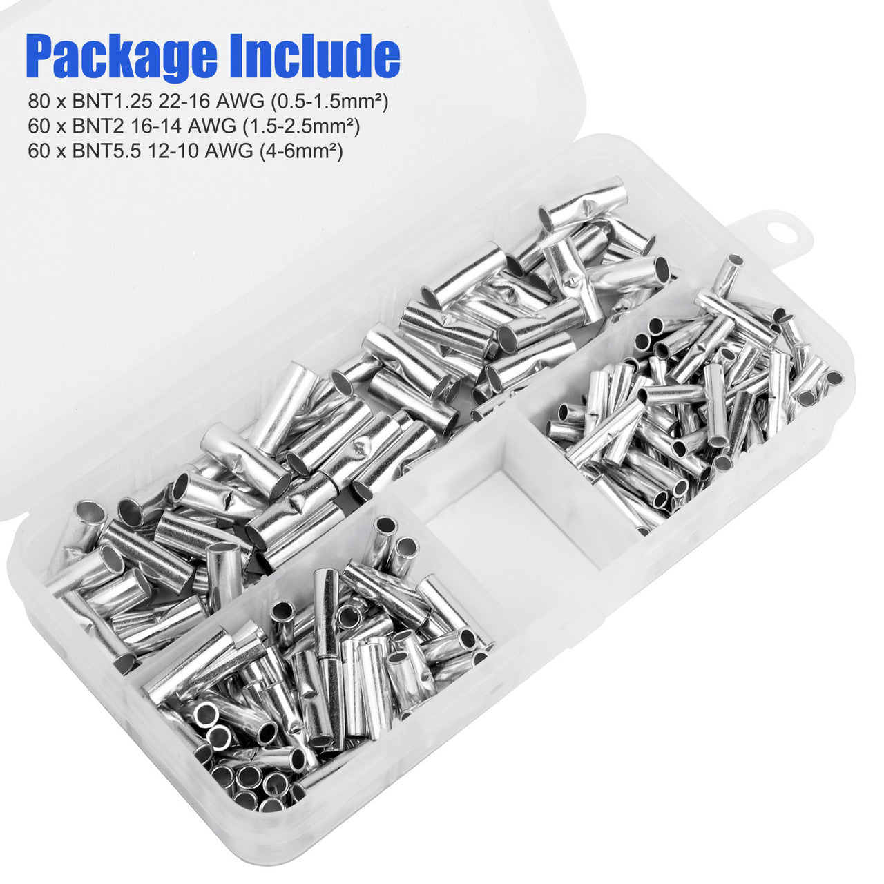 200 Pieces Copper Bare Wire Splice Terminals - The Wire Connectors Are Made of High Quality Copper, Tin Plated on the Surface, 10 -12 Awg / 14 -16 Awg / 18 - 22 Awg