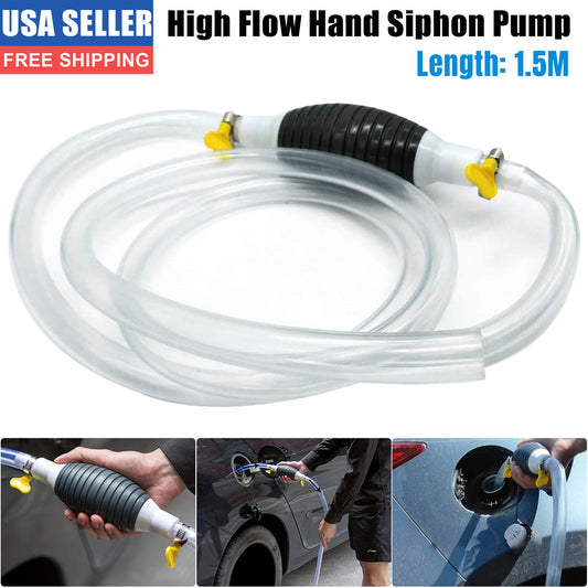 4.9FT Clear Siphon Hose - High Flow Hand Siphon Pump Gasoline 1.5M Siphon Hose, Oil Water Fuel Transfer Siphon Pump