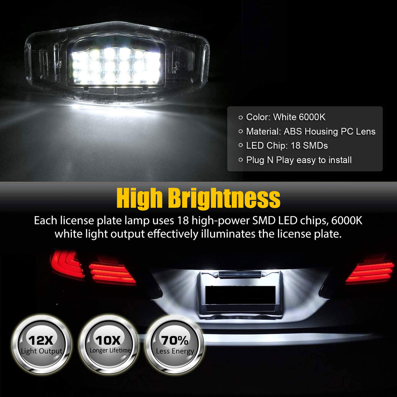 LED License Plate Bulbs for Honda Acura - Bright White LED Honda Civic Accord Sedan Pilot Adyssey MDX RL TL TSX ILX RDX 2001, 2002, 2003,2004,2005, 2013-2018