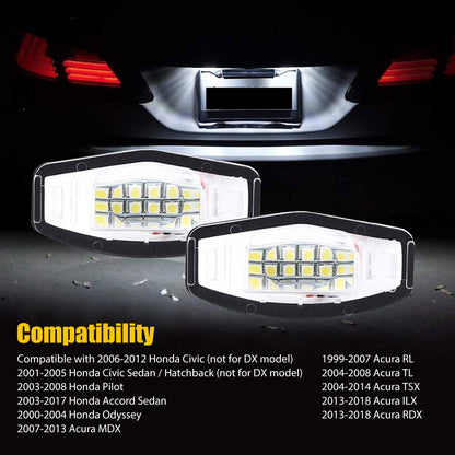 LED License Plate Bulbs for Honda Acura - Bright White LED Honda Civic Accord Sedan Pilot Adyssey MDX RL TL TSX ILX RDX 2001, 2002, 2003,2004,2005, 2013-2018