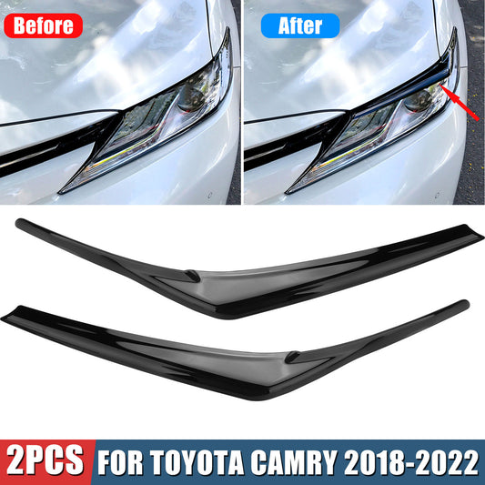 2 Packs Headlight Cover for Toyota Camry - Abs Fit for Toyota Camry All Models SE Xse Le Xle Hybrid 2018 2019 2020 2021 2022 (Black)