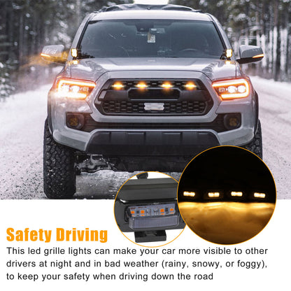 4 Packs Amber LED Grille Lights  -  Front Marker Lights fit for Toyota Trucks SUV 2020 2021 2022 Tacoma Trd Off Road and Trd Sport