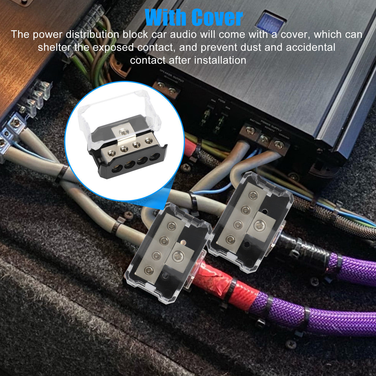 Car Audio Amplifier Splitter - 4 Way Power Distribution Block for Car Truck Boats