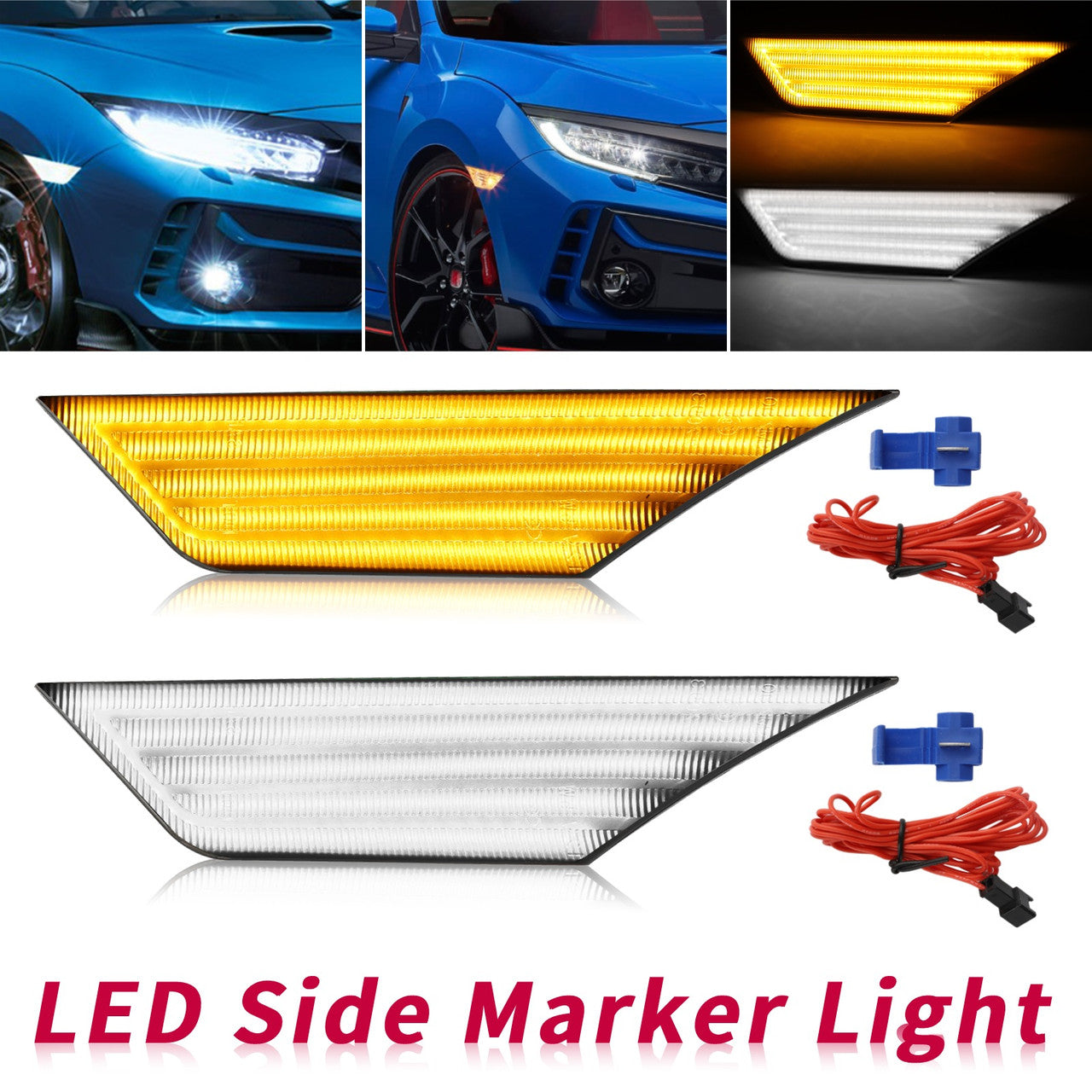 LED Side Marker Light For Honda Civic - Amber LED Lights compatible with 2016-2021 Honda Civic