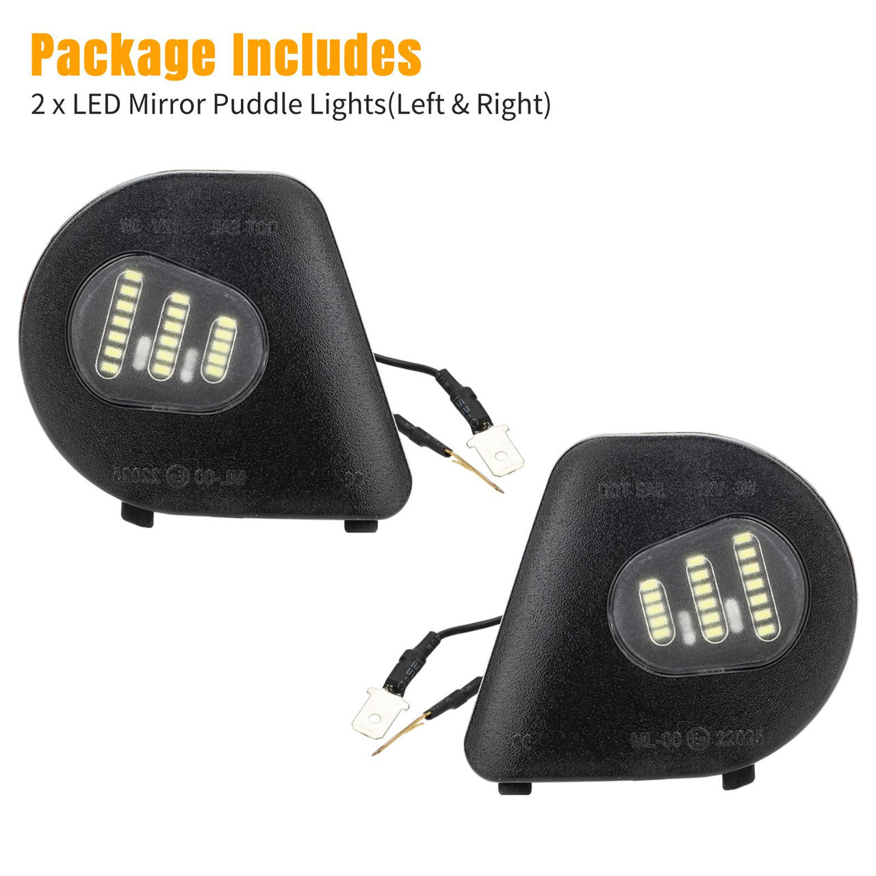 LED Side Mirror Puddle Lights Lamp Replacement - 6000K Diamond For Dodge Ram 2010-2019