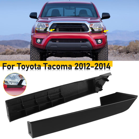Front Bumper Grille Headlight Filler Trim - Compatible with Toyota Tacoma 2012-2014 (Black)