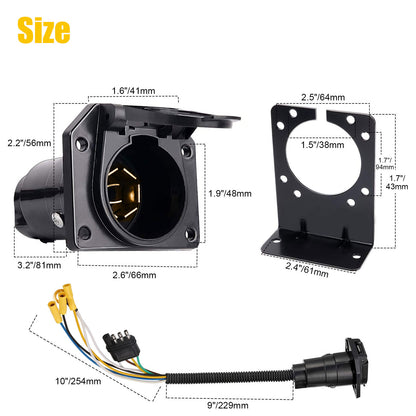 7-Way RV-Style Trailer Plug AdapterConnector