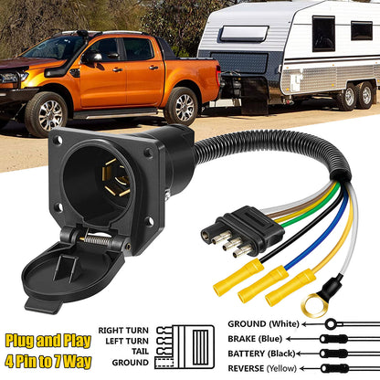 7-Way RV-Style Trailer Plug AdapterConnector