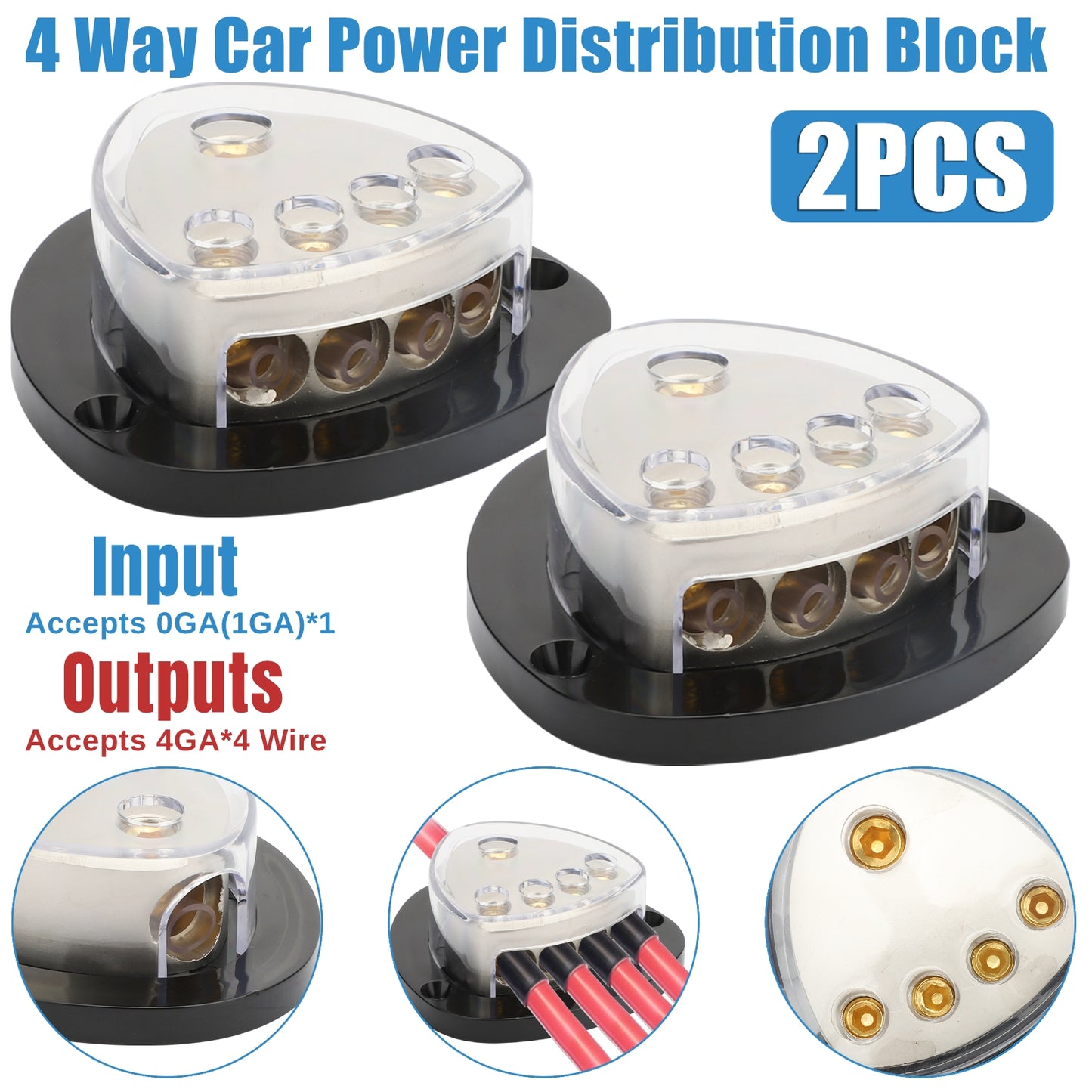 Audio Splitter 0 Gauge Input in 4 Gauge Power Distribution Block for car