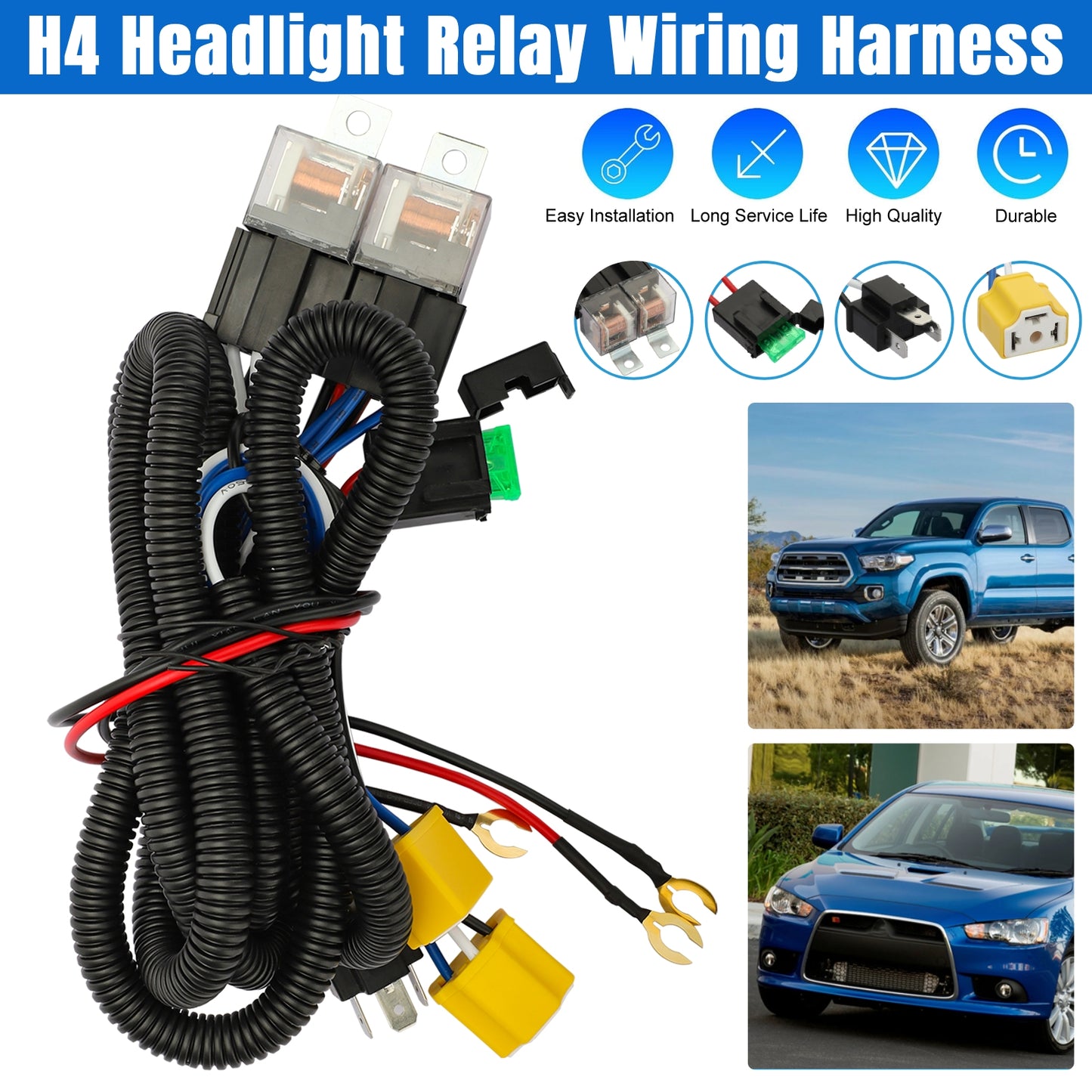 H4 LED Headlight Brightness Intensifier Wiring Harness