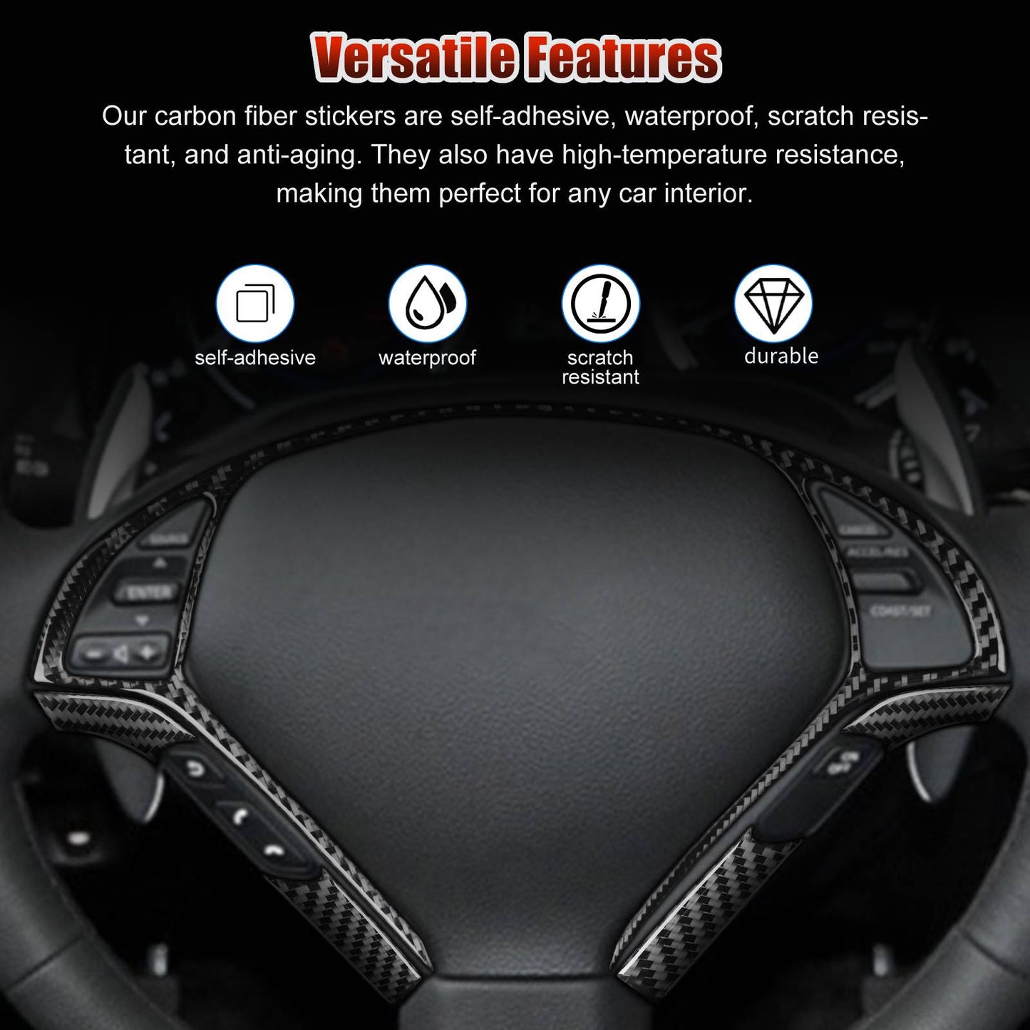 Carbon Fiber Steering Wheel Cover For Infiniti