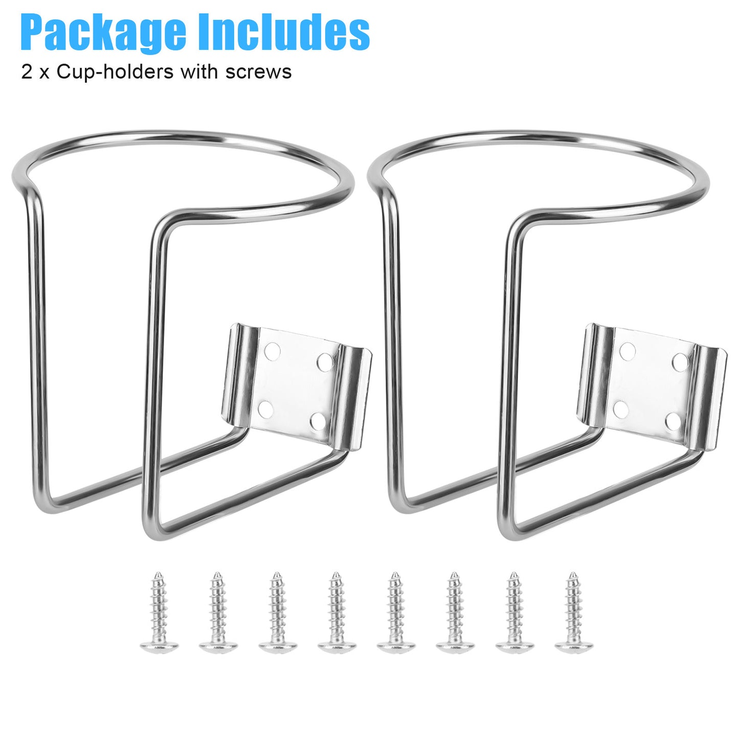2 Pcs Stainless Steel Cup Holder Adjustable for Boat Truck RV