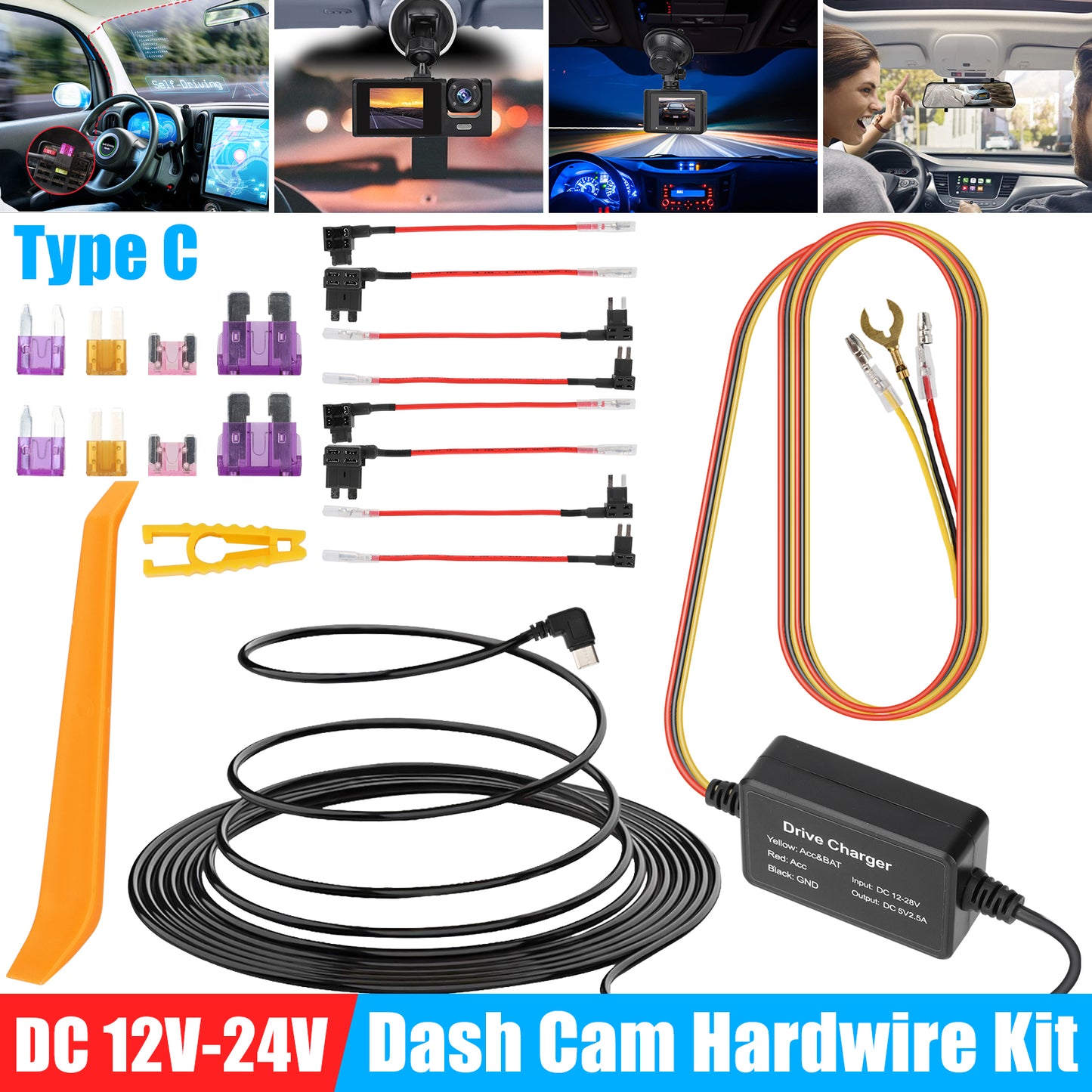 USB Type C Dash Cam  hardwire Connector