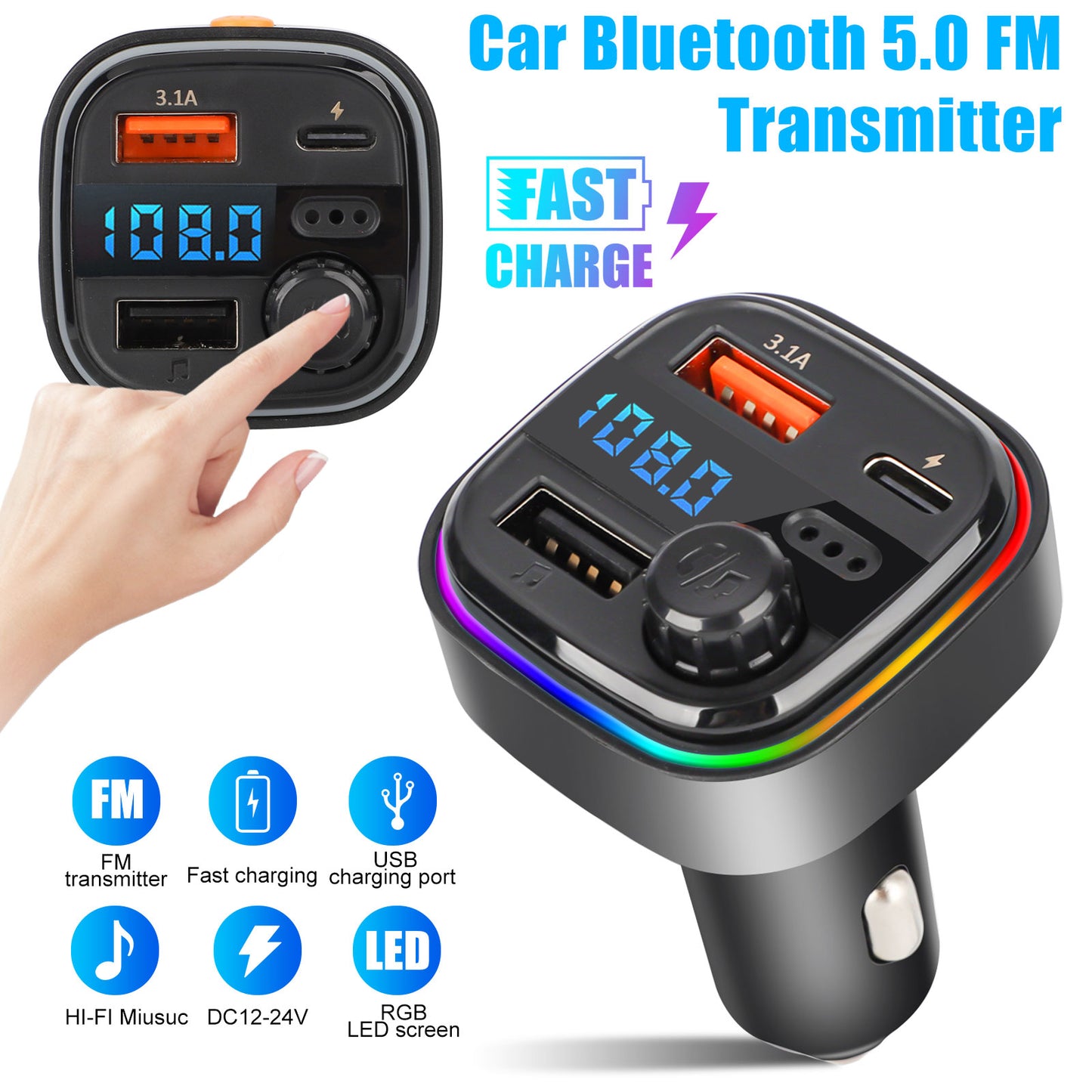 C26 Bluetooth FM Transmitter With USB Charging Ports