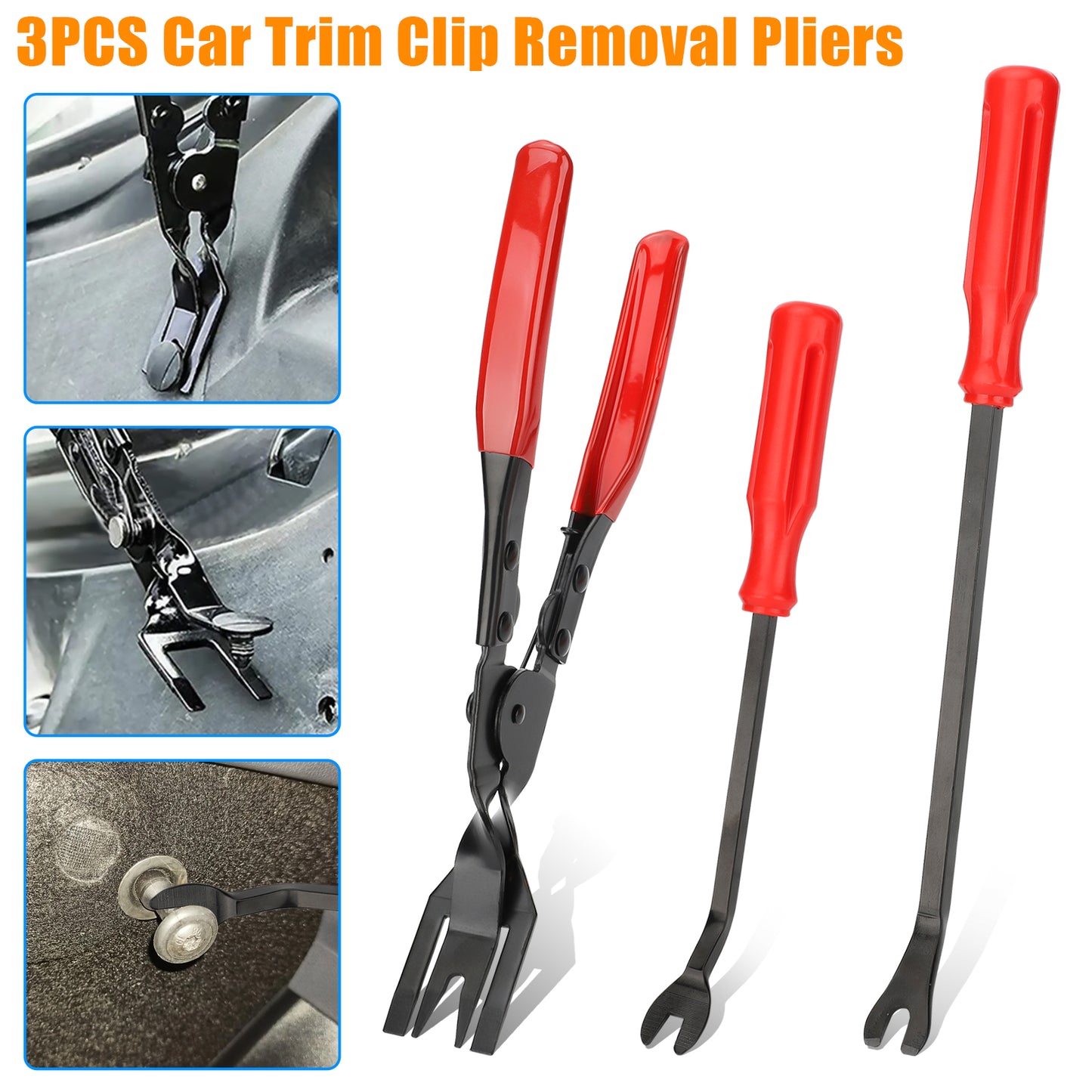 3Pcs Universal Car Trim Clip Removal Pliers - Car Auto Tool Trim Panel Clip Remover Removal Carbon Steel Pliers Tools