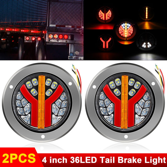 Truck Tail Light Set - Durable Stainless Steel Ring, 3 Colors, 36 LEDs, Easy Installation, 12/24V