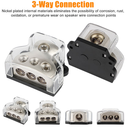 2pcs 3 Way Distribution Block Car Audio Power Wire Splitter