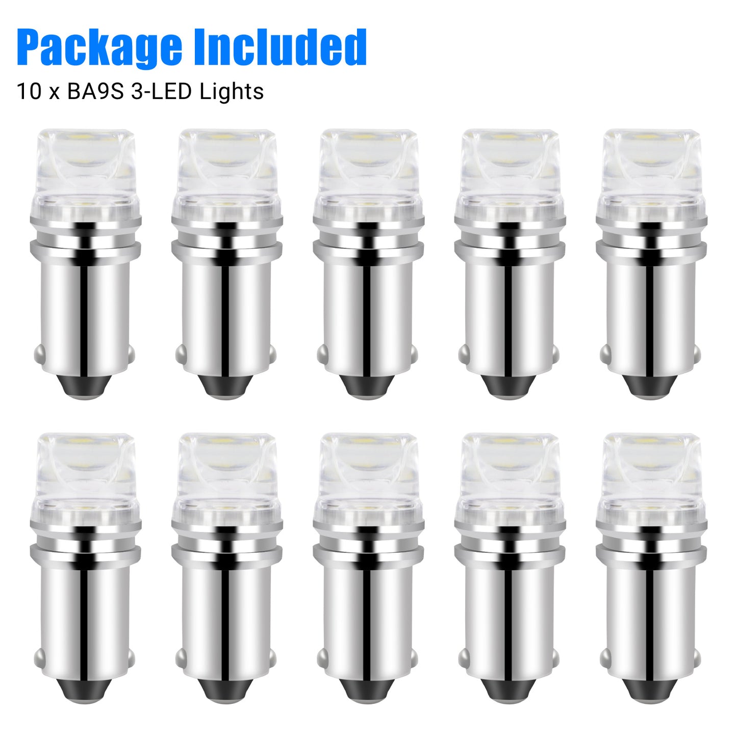 10pcs BA9S LED Car Instrument Panel Interior Light Bulbs - Bright White, Long Lifetime,features 3 high-power 2835 chips