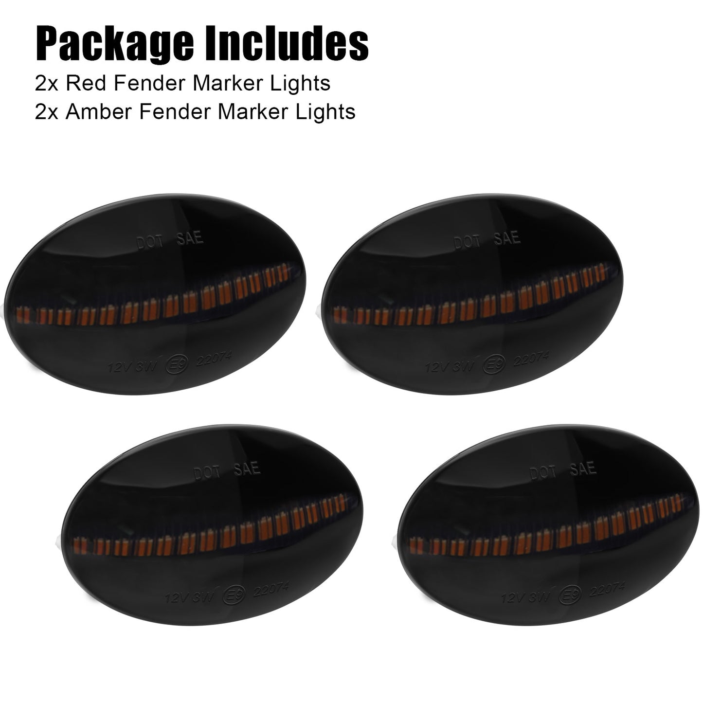 4X Smoked Red/Amber LED Dually Bed Fender Marker Lights for 99-10 Ford F350 F450