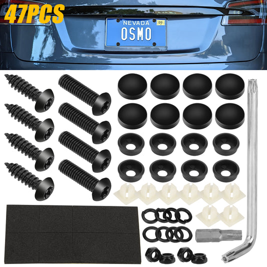 8Pcs License Plate Screw Set - Stainless Steel Anti-Tamper Screws Car License Plate Bolts Frame Screws for Car License