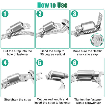 11.5ft DIY Hose Clamp Kit - Premium 304 Stainless Steel, Adjustable Size, Versatile and Easy-to-Use，rust-resistant and waterproof