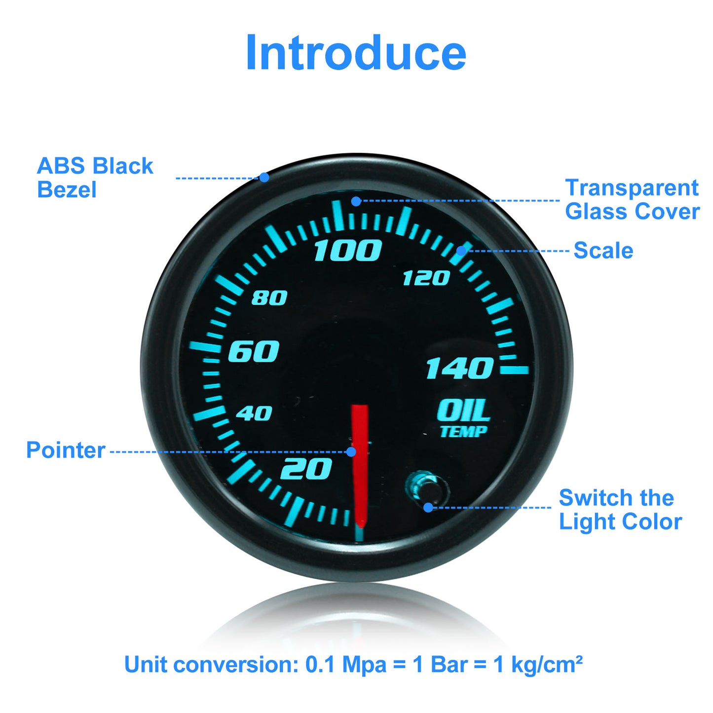 2'' Oil Pressure Gauge Kit with Sensor - 7 Color Digital LED Display 0-140 PSI for Car Truck