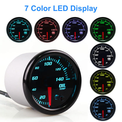 2'' Oil Pressure Gauge Kit with Sensor - 7 Color Digital LED Display 0-140 PSI for Car Truck