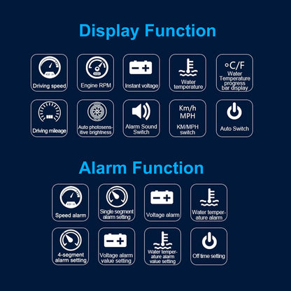 Car Head-Up Display Gauge - 3.5" LED Screen, OBD2 Powered, Multi-Function Monitoring,alerts for high speed, low voltage, or high water temperature