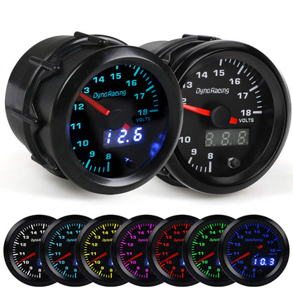 2" 52mm Digital Pointer 7 Color LED Car Voltage Gauge - Universal Fit for 12V Cars,Precise Voltage Monitoring (8-18V),Easy Installation,Night Driving Visibility