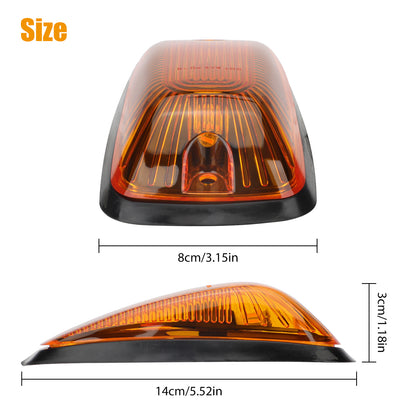 5pcs Clear Lens Amber LED Cab Marker Roof Light - T10 led light, Waterproof Design, Easy Installation,for 88-02 Chevy/GMC Pickup Trucks