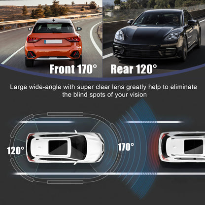 4 Inch Dash Cam 1080P FHD DVR Car Driving Recorder - Touch LCD Screen 170° Wide Angle, G-Sensor, Front and Rear Camera (Sky Blue)