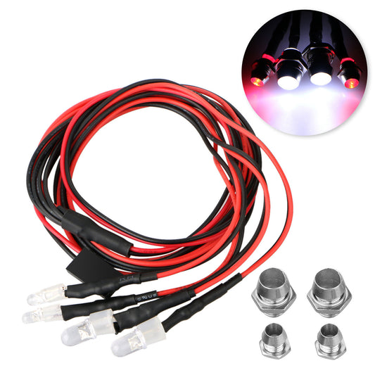 4 LED Light Kit 2 White 2 Red for 1/10 1/8 Traxxas HSP Redcat RC Car Truck