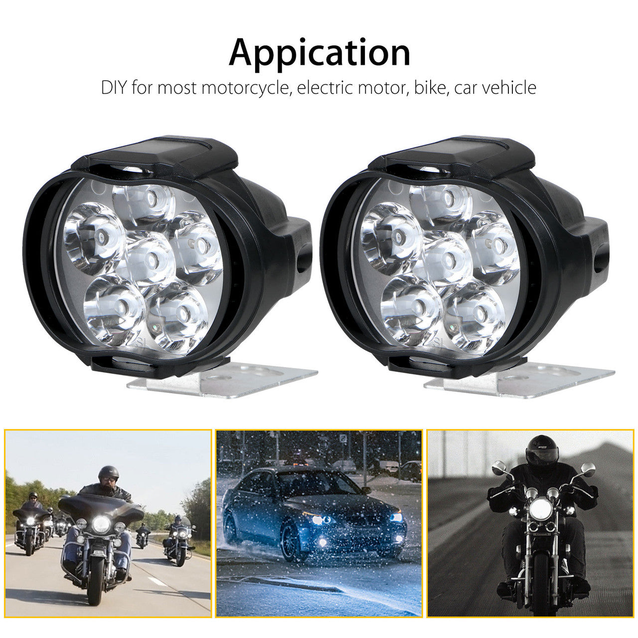Waterproof LED External Lights Fog Light Headlight Lamp fit for Car Motorcycle Vehicle Truck Van SUV ATV Motorcycle, 2Pcs