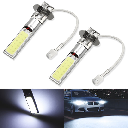 2Pcs H3 100W LED Xenon White Fog Light Brake Light Turn Signal Bulb 6000K 6000LM