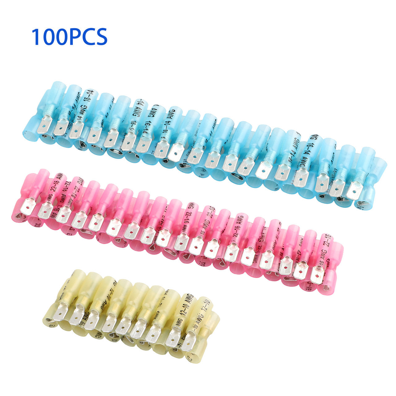 Solder Seal Wire Connectors, Heat Shrink Butt Connector Waterproof Insulated Electrical Butt Terminals Wire Splice for Automotive Marine Automotive Outdoor, 100PCS