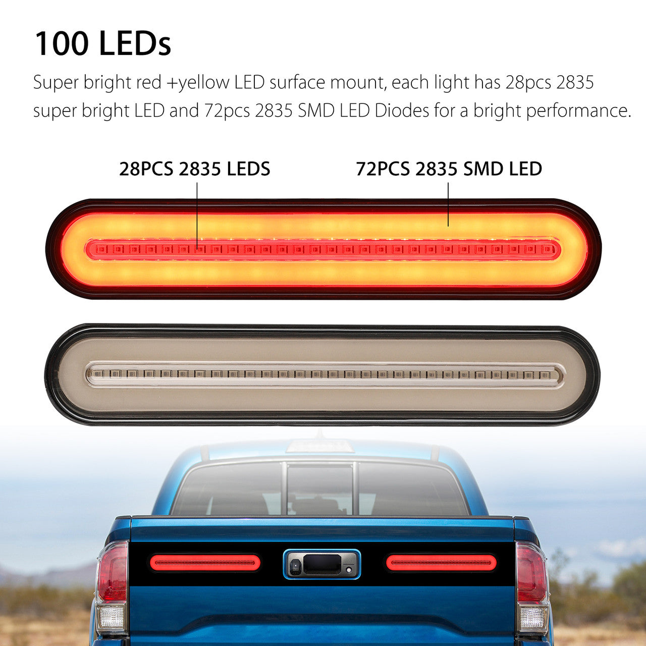 2-Pack 100 LED Trailer Tail Light Bar Waterproof Turn Signal Brake Reverse Running Lights for Truck Boat Trailer UTV UTE RV Camper Pickup