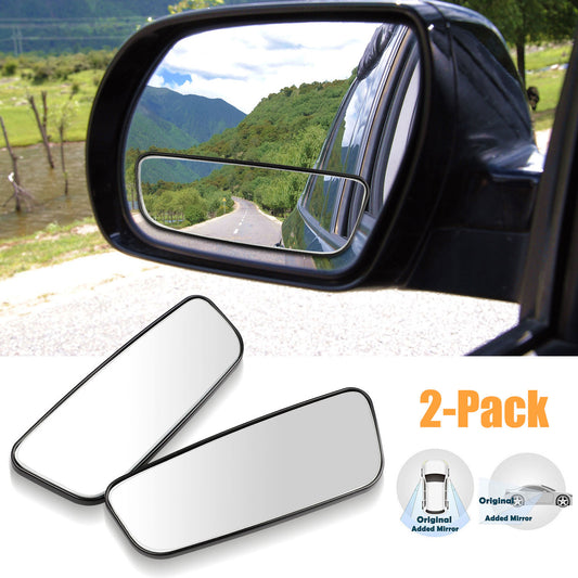 HD Glass Convex Lens Frameless Adjustable Blind Spot Mirror for All Universal Vehicles Car Stick-on Design,2 Pack,Rectangle