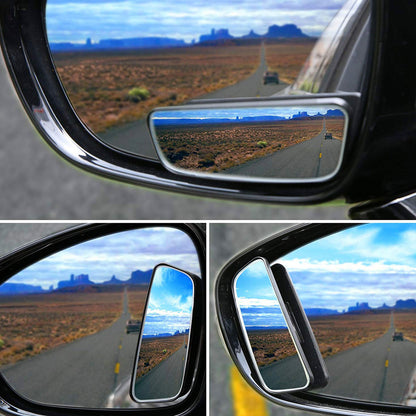 HD Glass Convex Lens Frameless Adjustable Blind Spot Mirror for All Universal Vehicles Car Stick-on Design,2 Pack,Rectangle