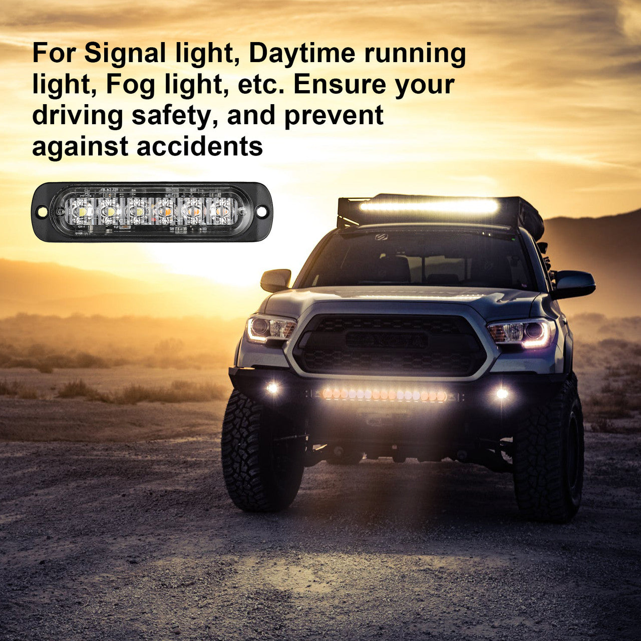 4x Amber/White Emergency Flash Strobe Light Warning Hazard Beacon for Car Truck