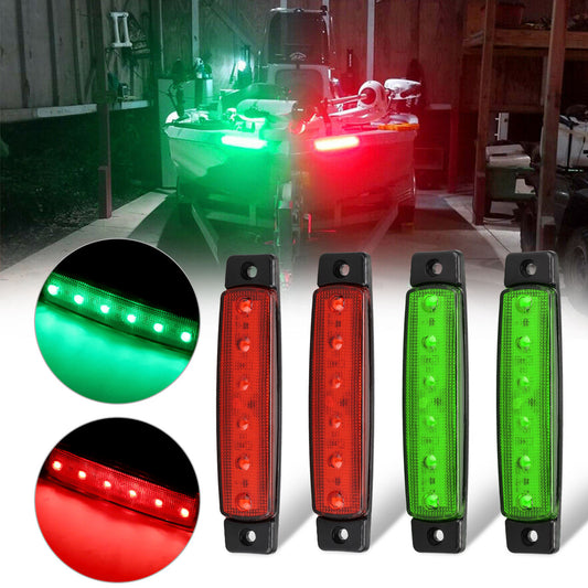 Marine Led Utility Strip Lights, Red & Green Marine Led Light Courtesy, Boat Led Courtesy Lights, 12 Volt Led Strip Lights, Boat Deck Lights, Pontoon Boat Kayak Led Lights, 2PCS of each